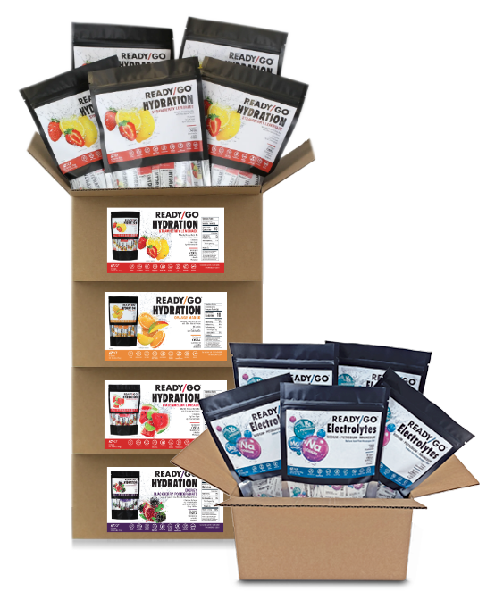 Ready/Go® Hydration Welcome Pack 2 With Electrolytes (20 bags - 50 sticks/bag 4 Different Flavors, Plus 5 bags of 100 Electrolytes)