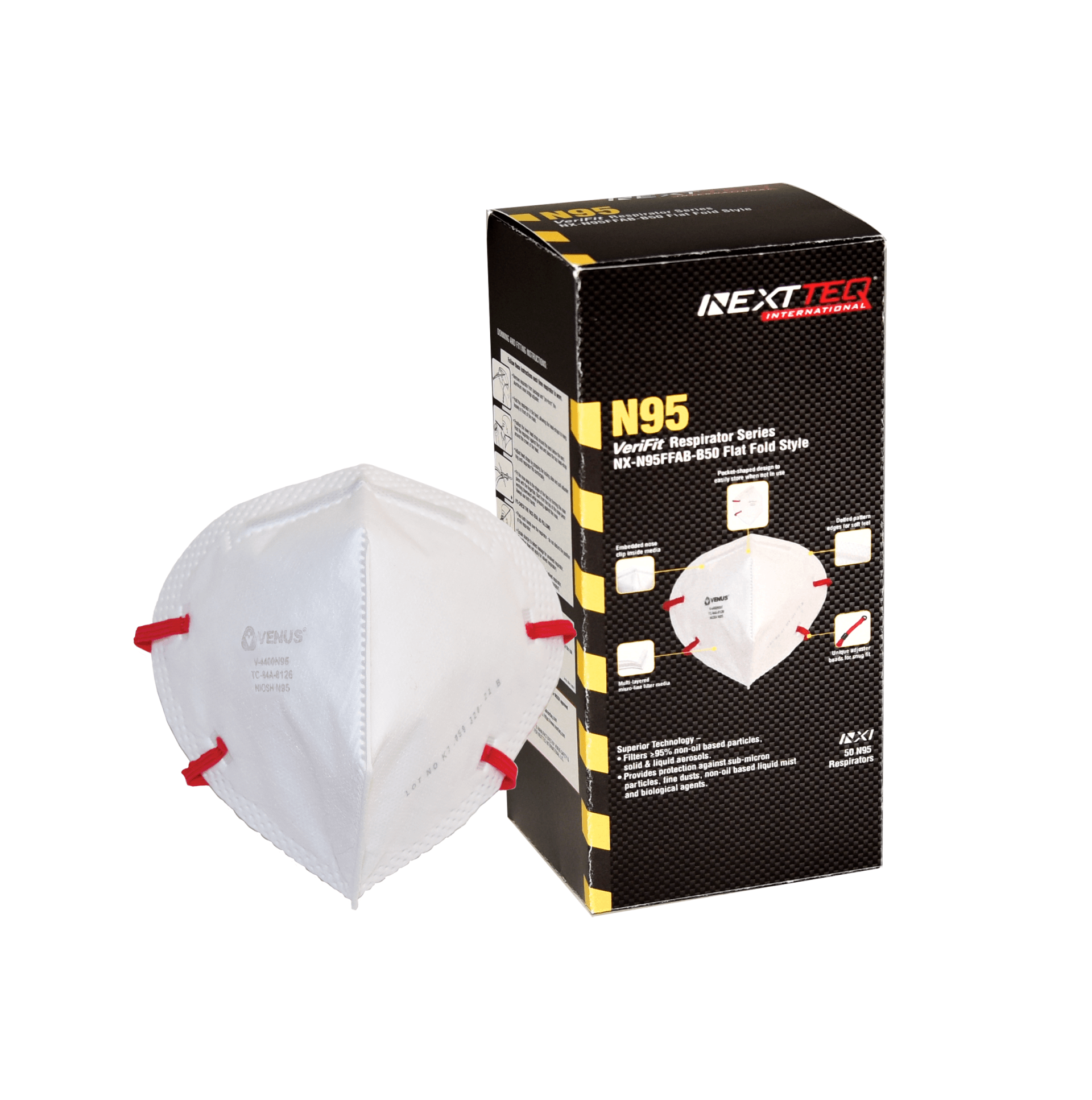 NextTeq VeriFit N95 Respirator Protective Mask (50ct) | Sampling Depot